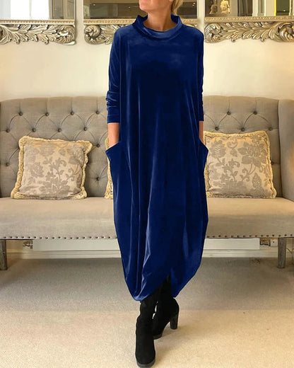 Women's Elegant Warm Fabric Winter Dress with Exquisite Detailing in Plus Size-3