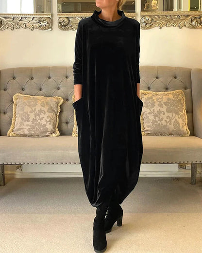 Women's Elegant Warm Fabric Winter Dress with Exquisite Detailing in Plus Size-1