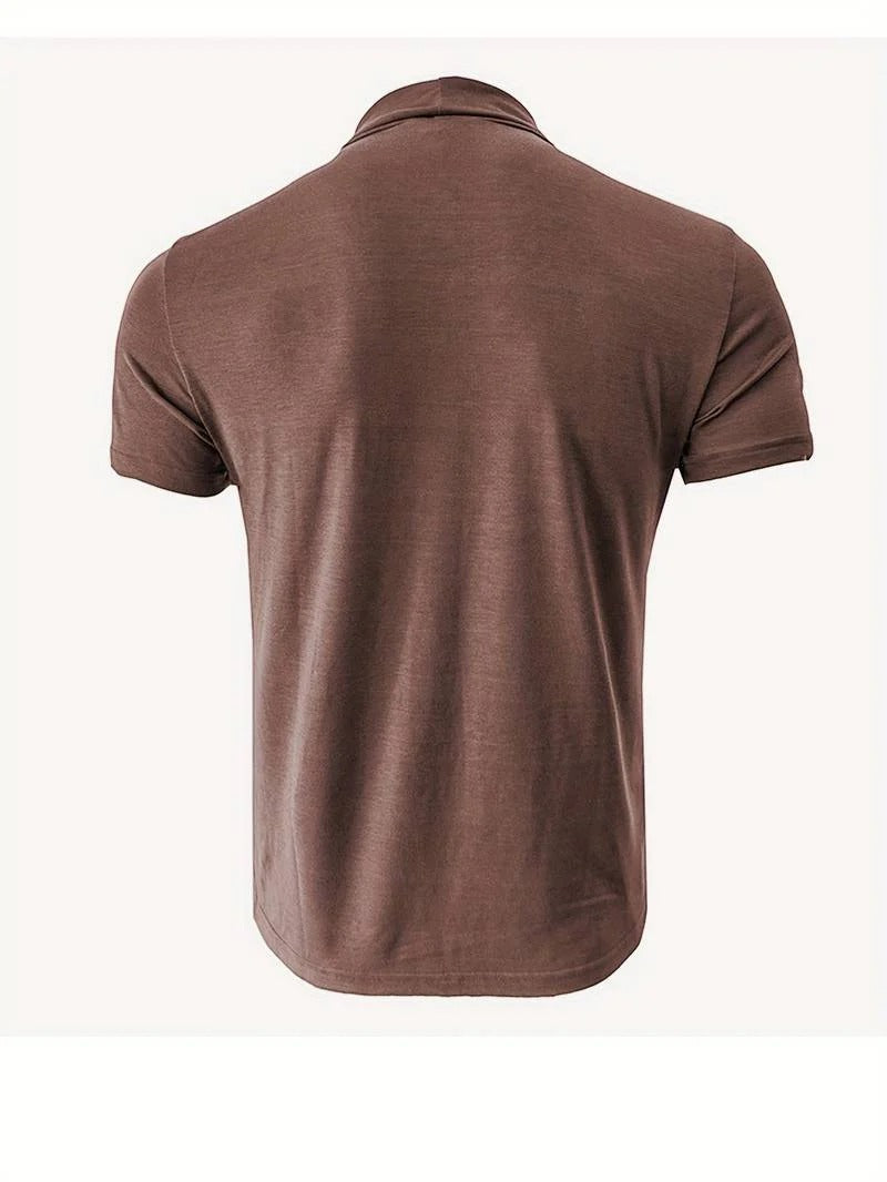 Men's Classic Fit Plain Turtleneck T-shirt | Ideal for Summer