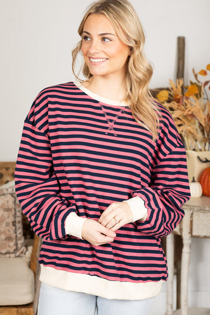 Women's Contrast Striped Crew Neck Jumper | Ideal for Autumn/Winter