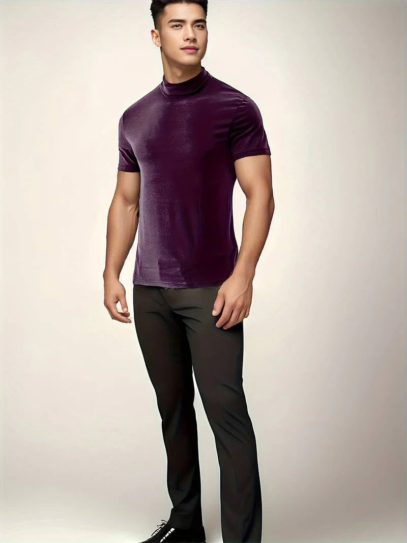 Men's Classic Fit Plain Turtleneck T-shirt | Ideal for Summer