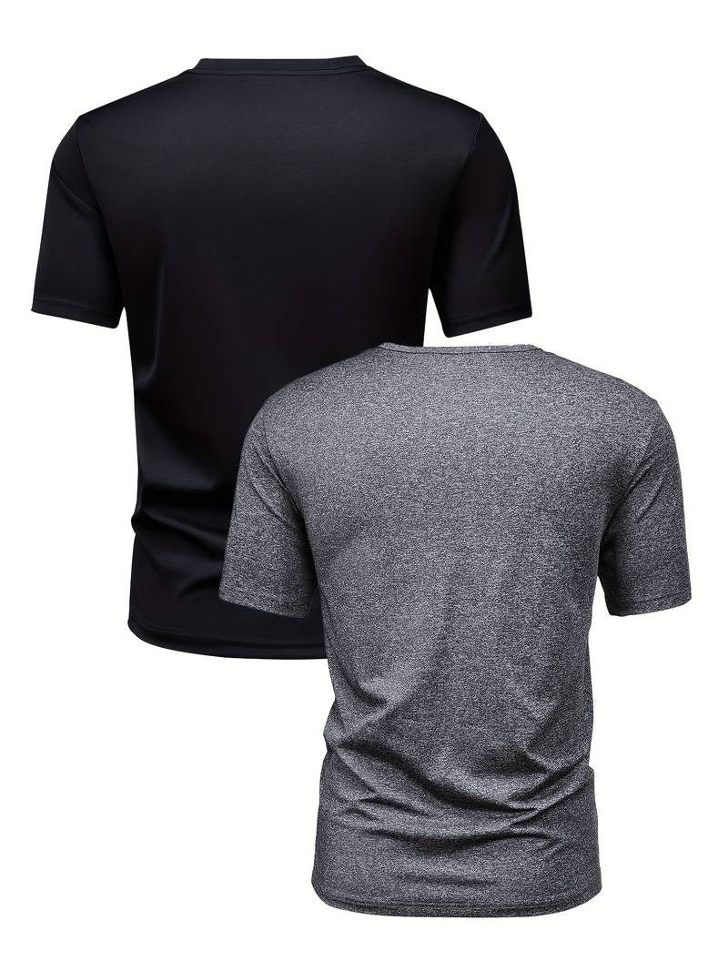 Men's Casual Plain Short Sleeve T-shirt Two Piece Set | Ideal for Summer