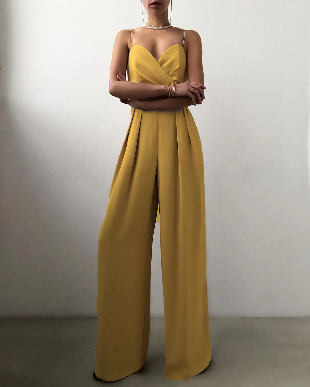 Women's Elegant Spaghetti Strap Wide Leg Jumpsuit  | Ideal for Spring/Summer