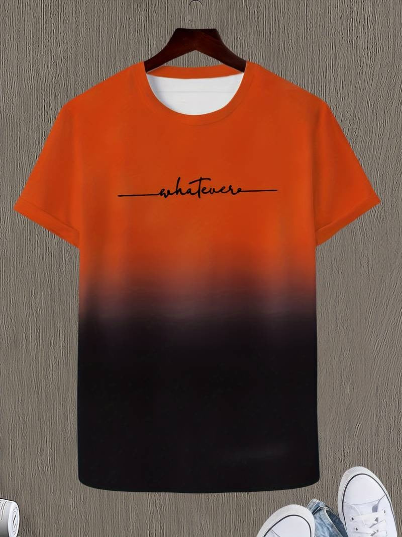 Men's Stylish Ombre Style T-shirt with Whatevere Print | Ideal for Summer