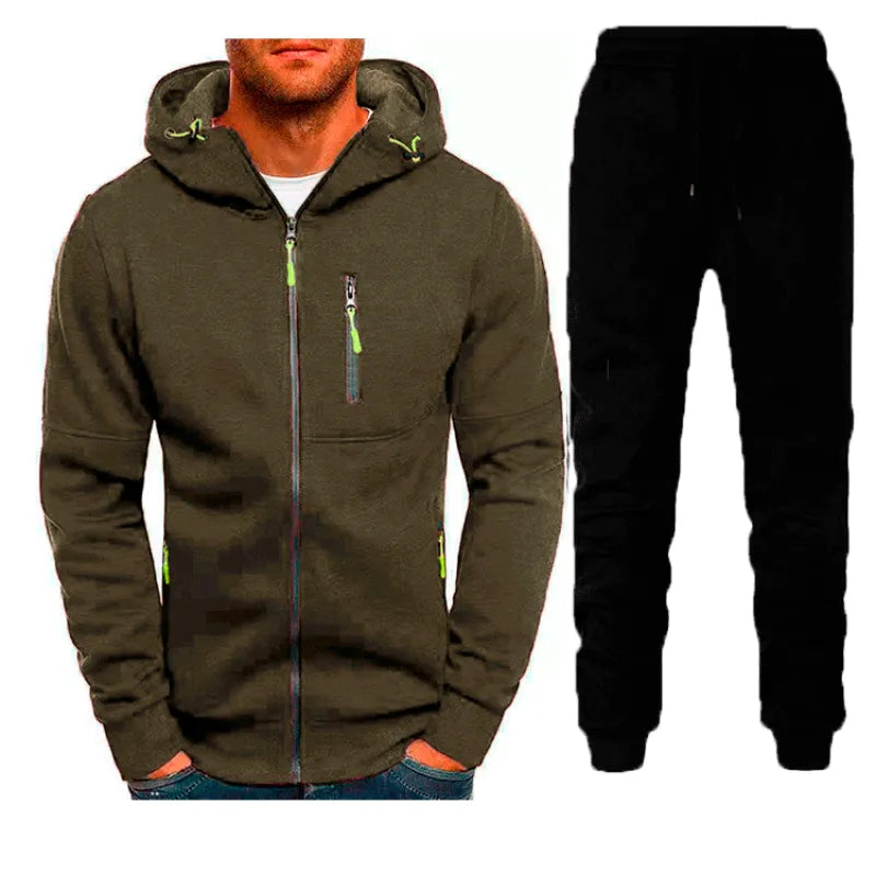 Men's Full Zip Casual Hooded Tracksuit with Jacket & Joggers Tracksuit Set | Perfect for Casual Days