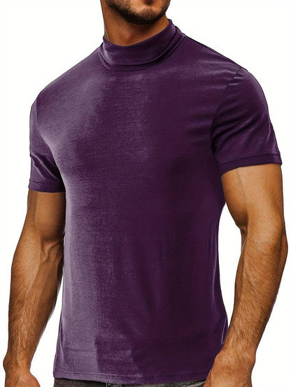 Men's Classic Fit Plain Turtleneck T-shirt | Ideal for Summer