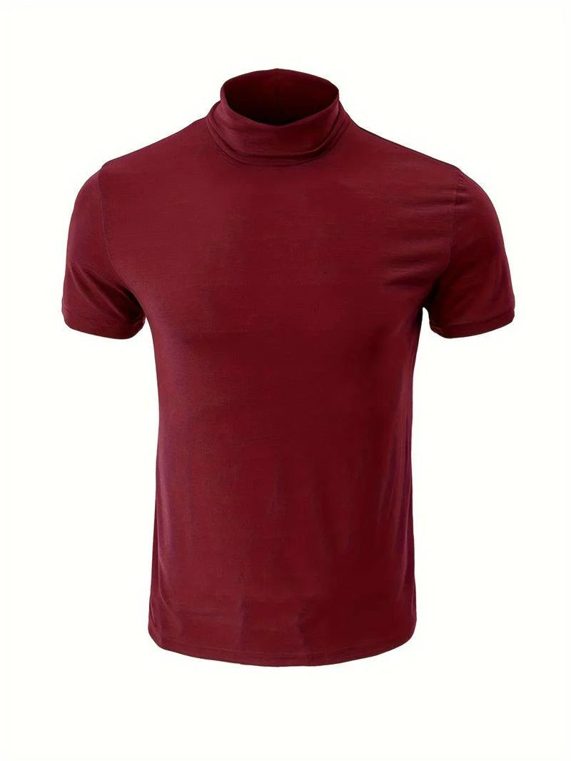 Men's Classic Fit Plain Turtleneck T-shirt | Ideal for Summer