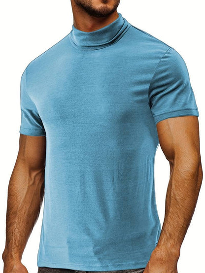 Men's Classic Fit Plain Turtleneck T-shirt | Ideal for Summer