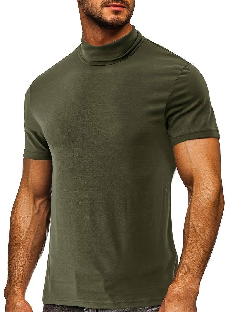 Men's Classic Fit Plain Turtleneck T-shirt | Ideal for Summer