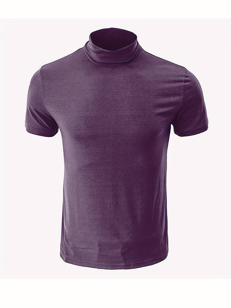 Men's Classic Fit Plain Turtleneck T-shirt | Ideal for Summer