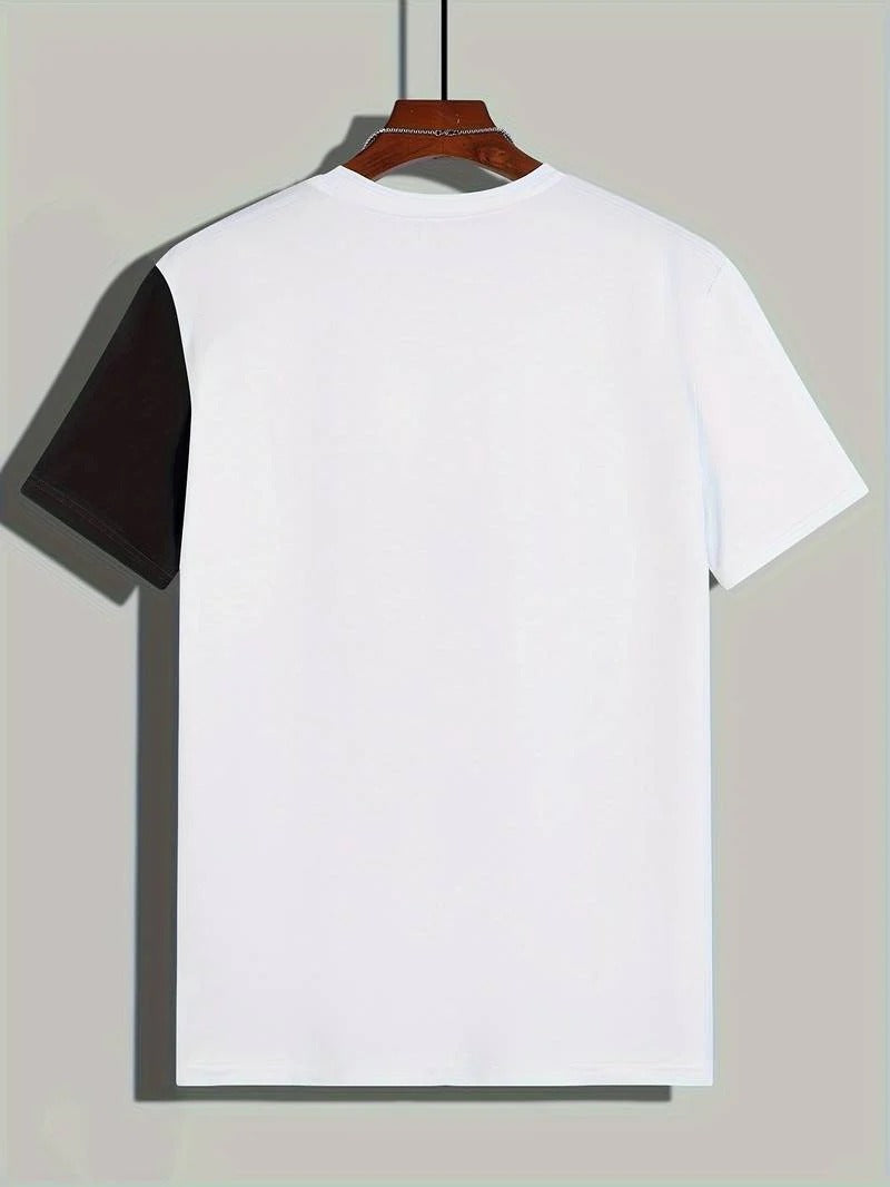 Men's Modern Color Block Crew Neck T-shirt | Ideal for Summer