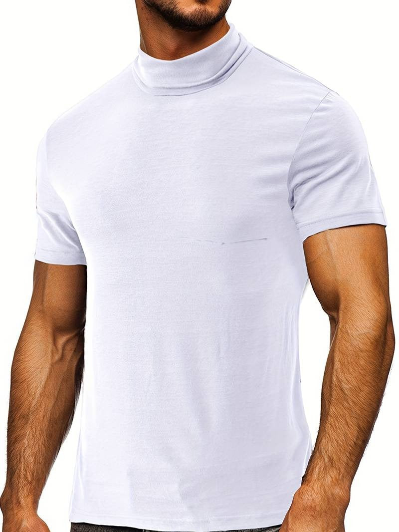 Men's Classic Fit Plain Turtleneck T-shirt | Ideal for Summer