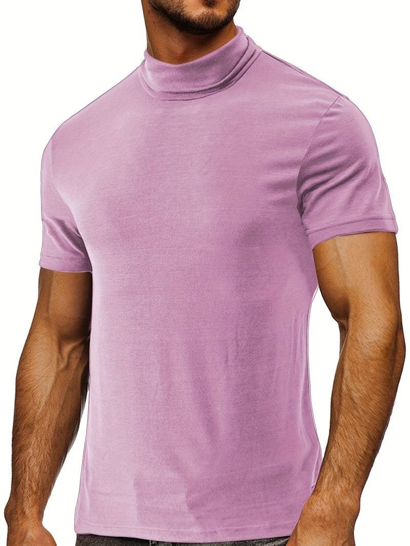 Men's Classic Fit Plain Turtleneck T-shirt | Ideal for Summer