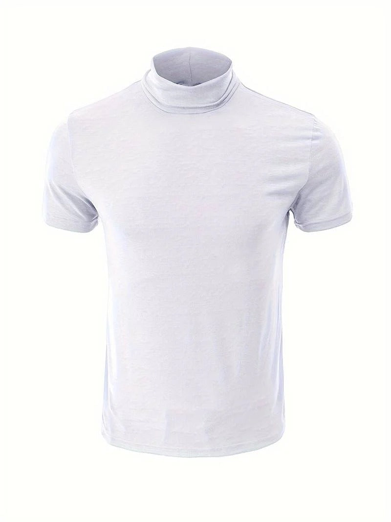 Men's Classic Fit Plain Turtleneck T-shirt | Ideal for Summer