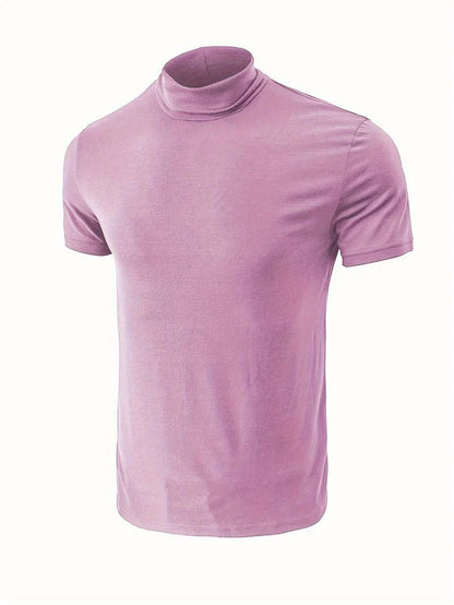 Men's Classic Fit Plain Turtleneck T-shirt | Ideal for Summer