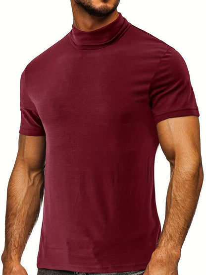 Men's Classic Fit Plain Turtleneck T-shirt | Ideal for Summer