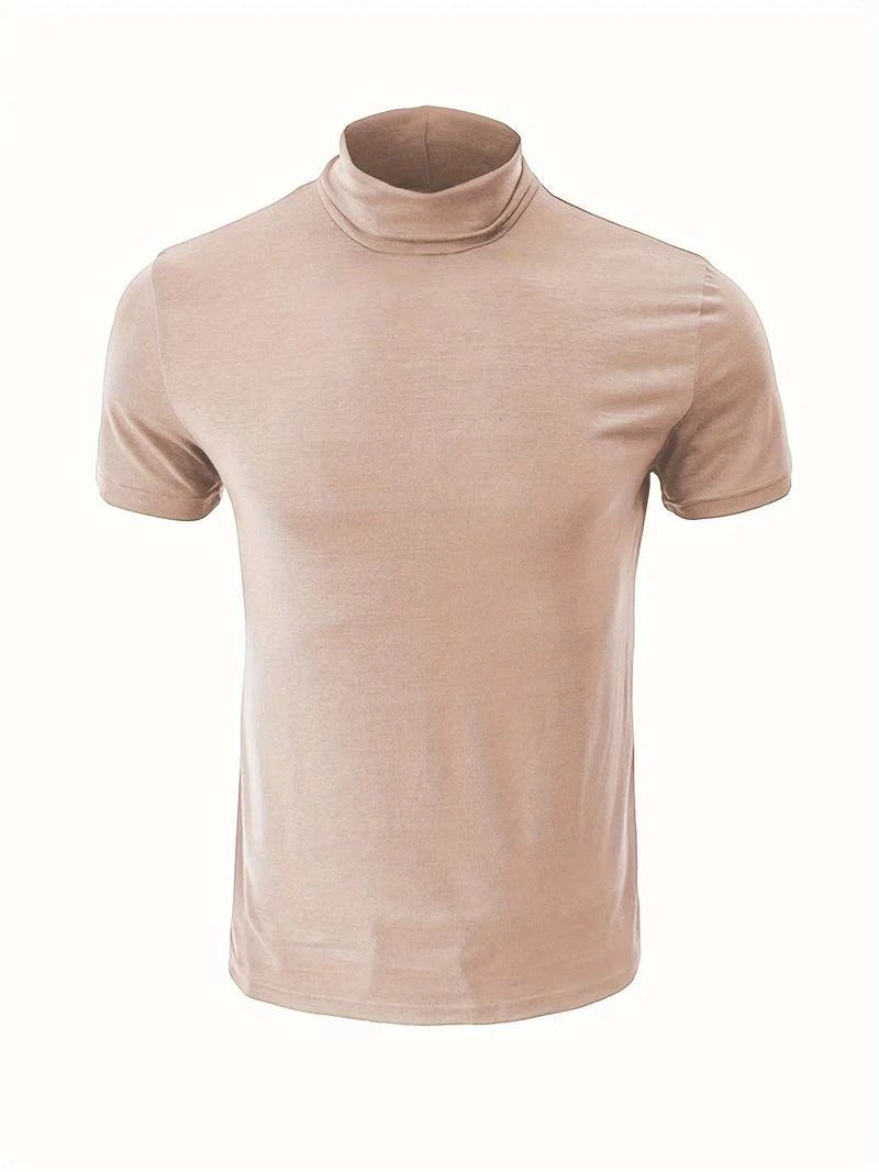 Men's Classic Fit Plain Turtleneck T-shirt | Ideal for Summer