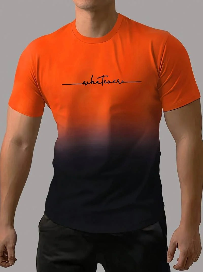 Men's Stylish Ombre Style T-shirt with Whatevere Print | Ideal for Summer