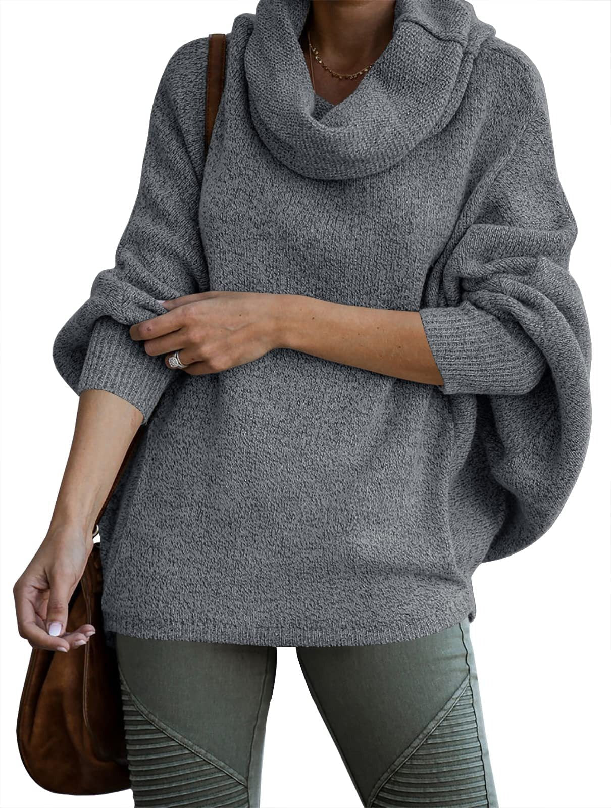 Women's Comfortable Oversized Solid Colour Cashmere Turtleneck Jumper | Ideal for Autumn/Winter