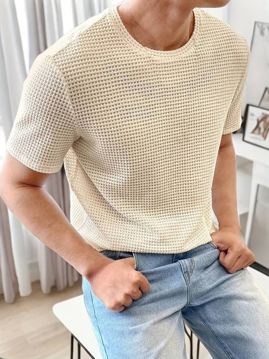 Men's Trendy Hollow Out Round Neck T-shirt | Ideal for Summer