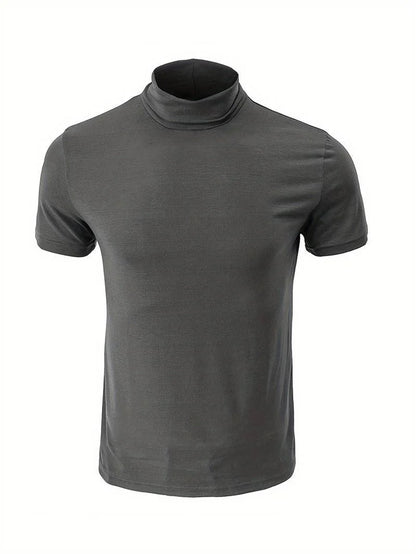 Men's Classic Fit Plain Turtleneck T-shirt | Ideal for Summer