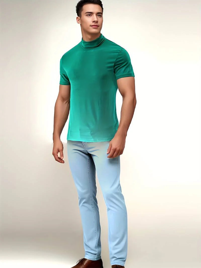 Men's Classic Fit Plain Turtleneck T-shirt | Ideal for Summer