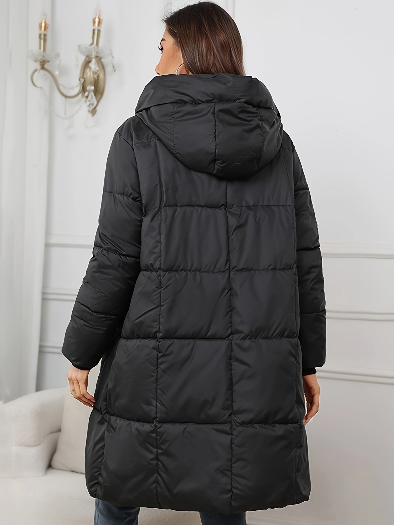 Warm Puffer Winter Jacket with Hood and Zipper for Women | Ideal for Winter