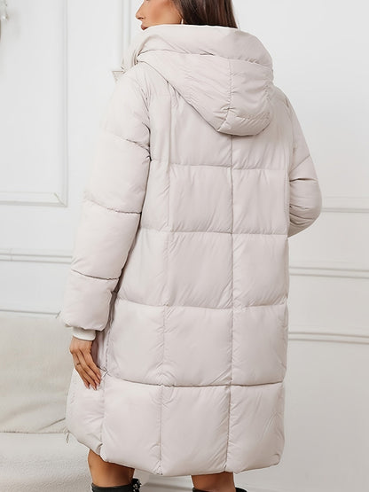 Warm Puffer Winter Jacket with Hood and Zipper for Women | Ideal for Winter