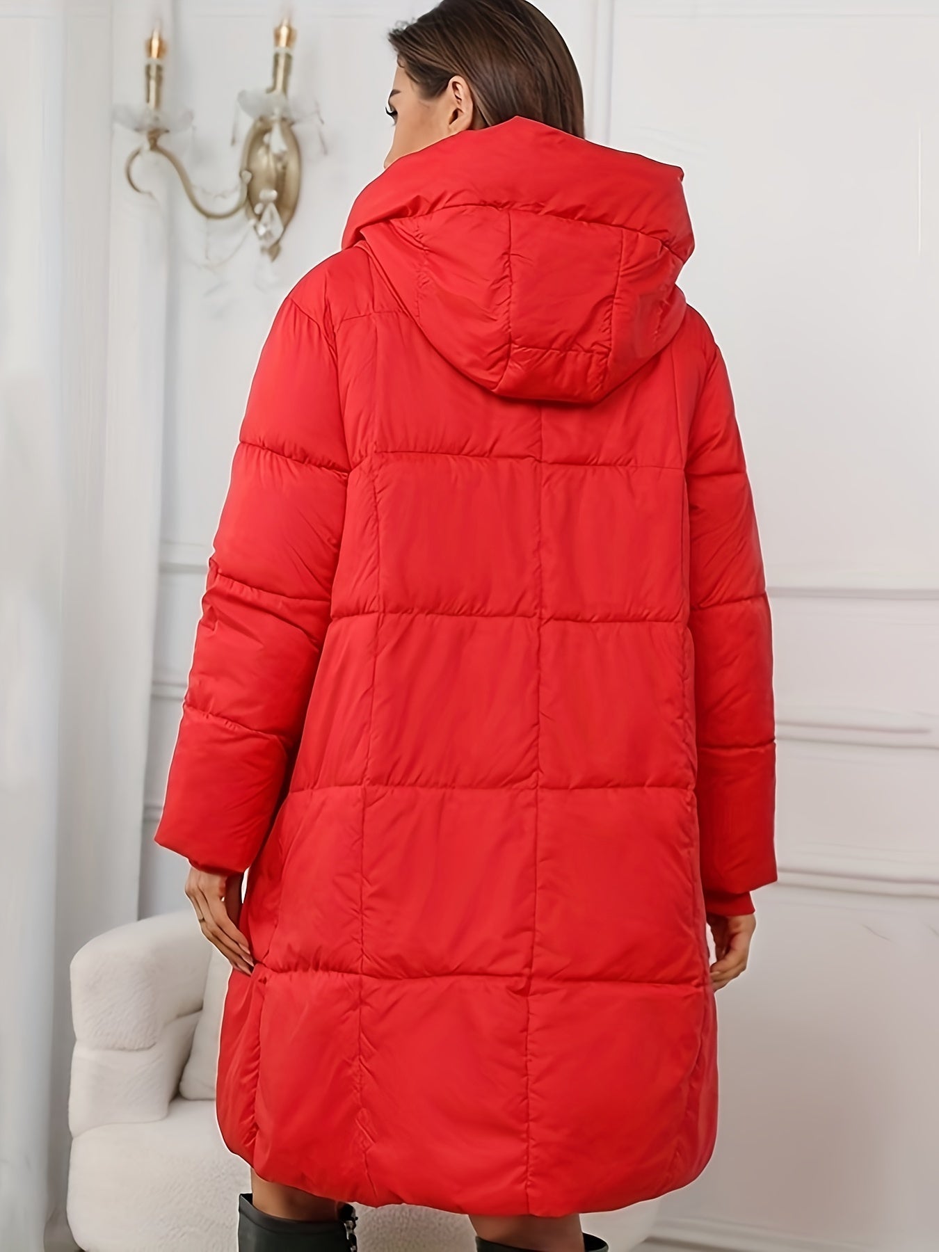 Warm Puffer Winter Jacket with Hood and Zipper for Women | Ideal for Winter