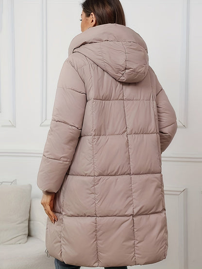 Warm Puffer Winter Jacket with Hood and Zipper for Women | Ideal for Winter