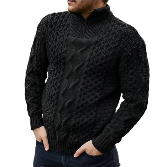 Men's Warm Cable Knit Jumper with Zipper | Ideal for Autumn/Winter