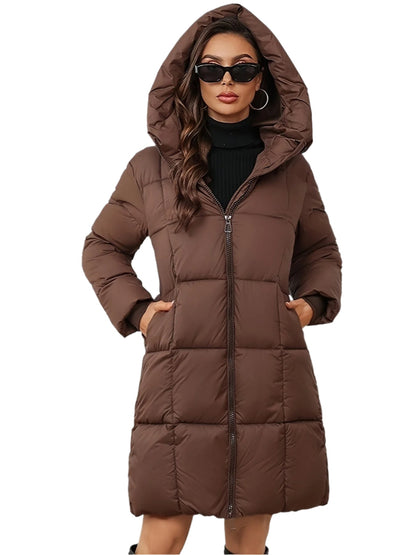 Warm Puffer Winter Jacket with Hood and Zipper for Women | Ideal for Winter