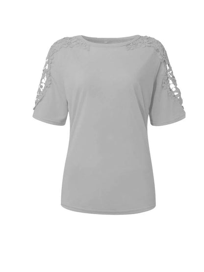 Women's Elegant Plain Shirt with Eyelet Sleeves | Ideal for Spring/Summer