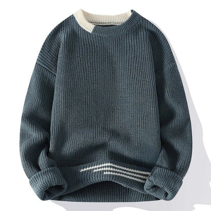 Men's Color Block Round Neck Knitted Jumper | Ideal for Autumn/Winter