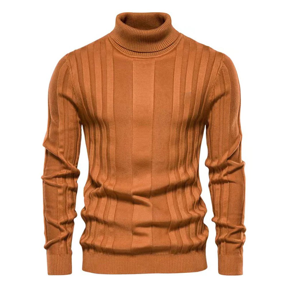 Men's Turtleneck Jumper with Vertical Line Pattern | Ideal for Autumn/Winter