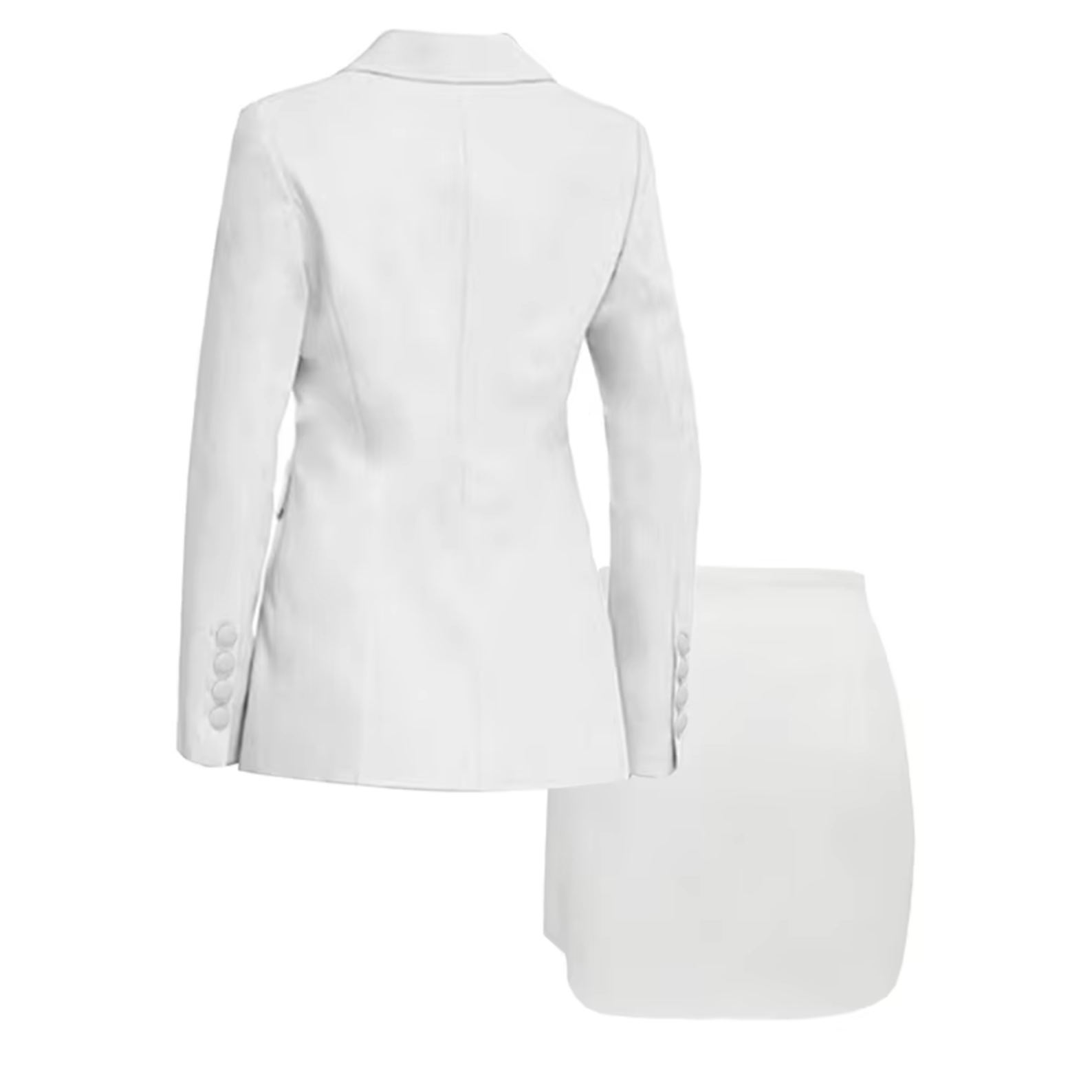 Women's White Buttoned Blazer with Skirt Set | Ideal for All Seasons