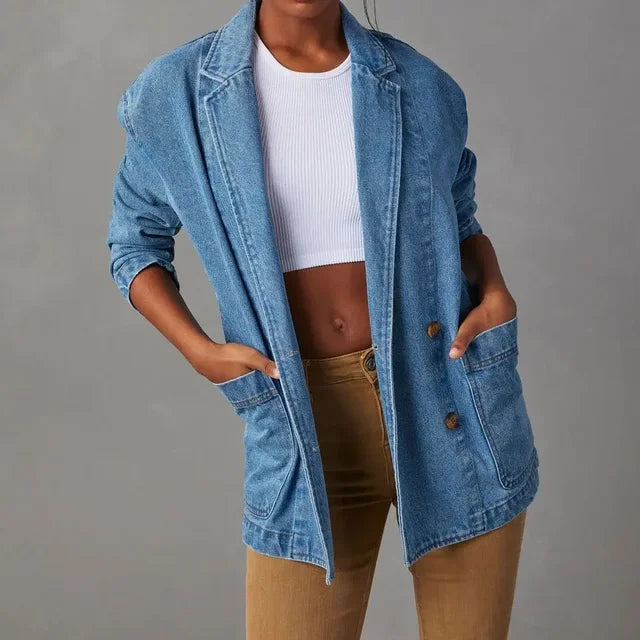 Women's Denim Blazer with Pockets  | Ideal for Everyday Wear