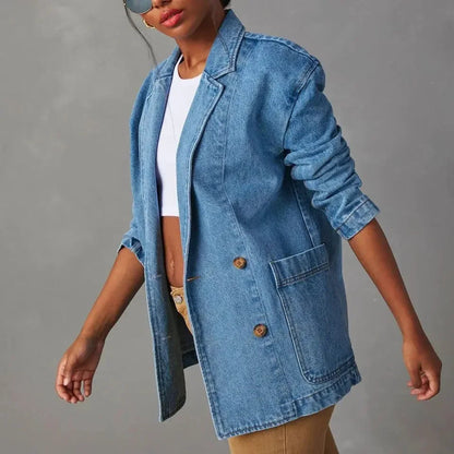 Women's Denim Blazer with Pockets  | Ideal for Everyday Wear